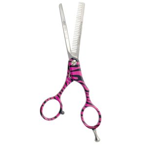 Tijeras Raugcci Línea Profesional Zafiro Diseños Entresacar Sencilla Zebra Rosada