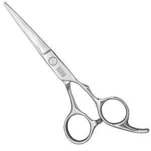 TIJERAS PARA CABELLO MARCA RZ PLATEADAS FILO LISO DE 5.5" PULGADAS EN ACERO INOXIDABLE