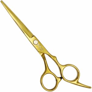 TIJERAS PARA CABELLO MARCA RZ DORADAS DE FILO LISO 6.5" PULGADAS EN ACERO INOXIDABLE