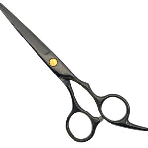 TIJERAS PARA CABELLO MARCA RZ NEGRAS DE FILO LISO 5.5" PULGADAS EN ACERO INOXIDABLE