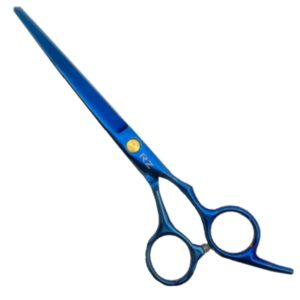 TIJERAS PARA CABELLO MARCA RZ AZUL DE FILO LISO 6.5" PULGADAS EN ACERO INOXIDABLE