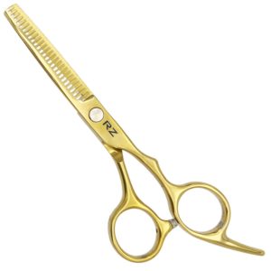 TIJERAS PARA CABELLO MARCA RZ DORADAS ENTRESACAR SENCILLAS EN ACERO INOXIDABLE