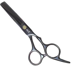 TIJERAS PARA CABELLO MARCA RZ NEGRAS ENTRESACAR SENCILLAS EN ACERO INOXIDABLE