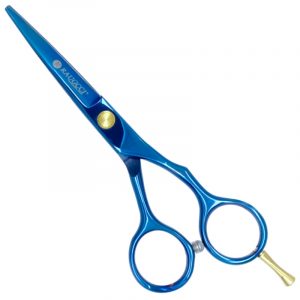 Tijeras Profesionales Raugcci Titanium para Corte de Cabello | Color Azul | 5 Pulgadas Deslizantes