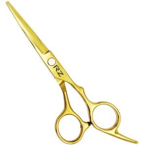 TIJERAS PARA CABELLO MARCA RZ DORADAS FILO LISO DE 5.5" EN ACERO INOXIDABLE